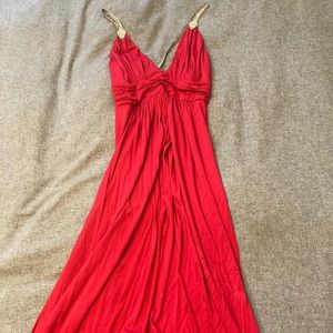 Formal Red Maxi with Snake Embellishments
